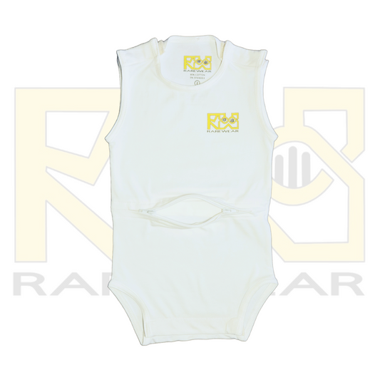 White OneEase Adaptive Onesie – detail view